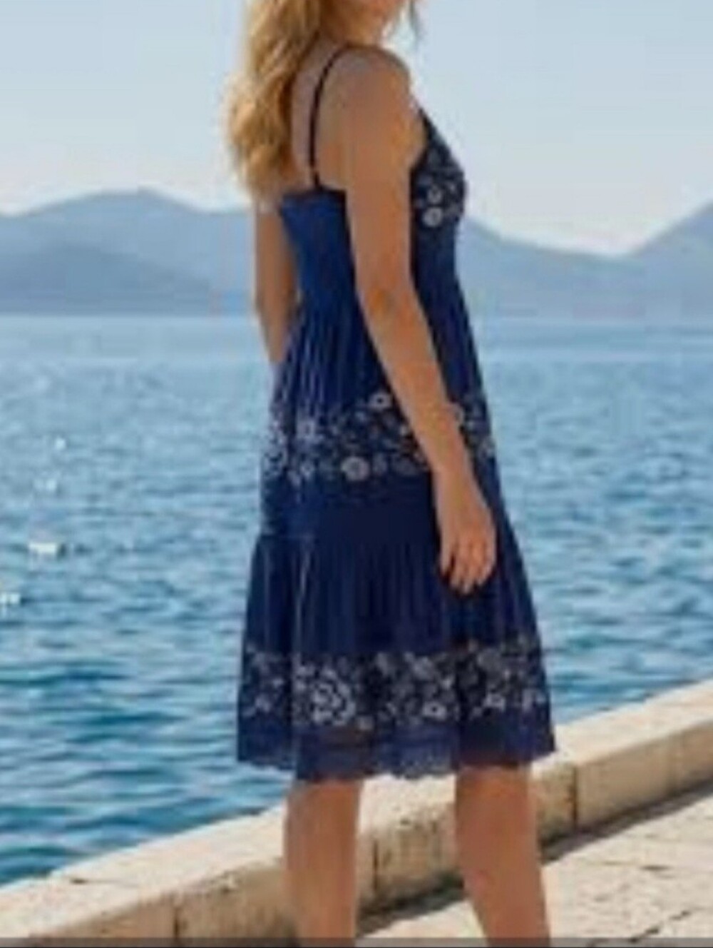 INC International Concepts Navy Embroidered Dress